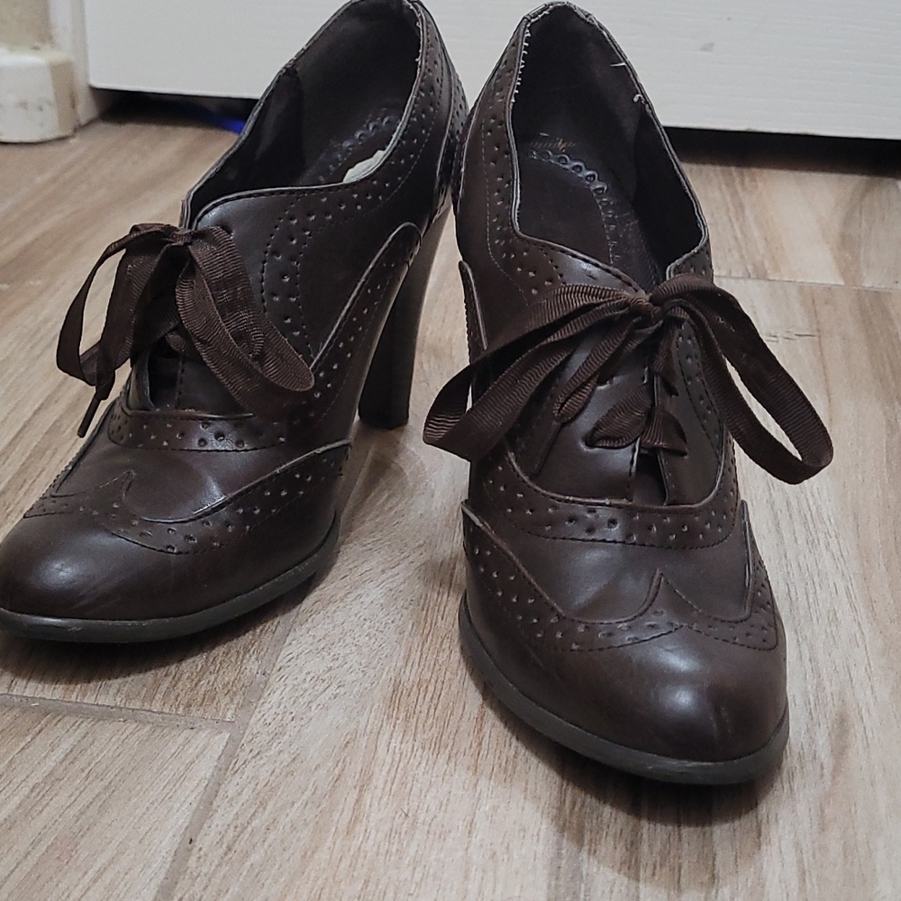 Cute brown heeled boots